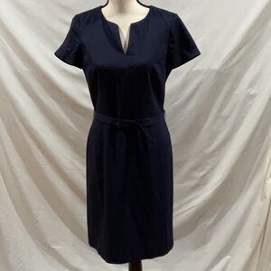 Brooks Bros RedFleece collab w Tollegno 1900 modest midi length navy dress SS 8.